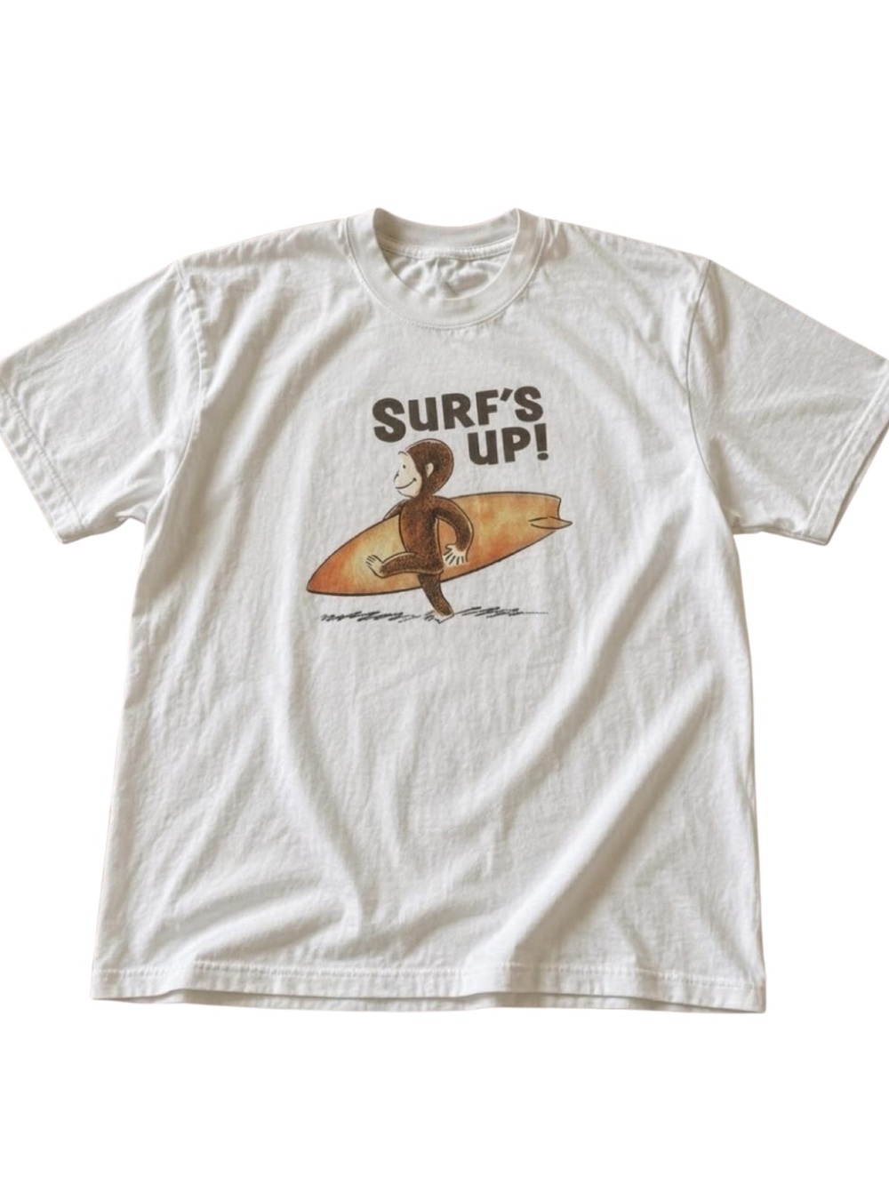 Gildan White 'Surf's Up!' Graphic Tee - Cotton Shirt